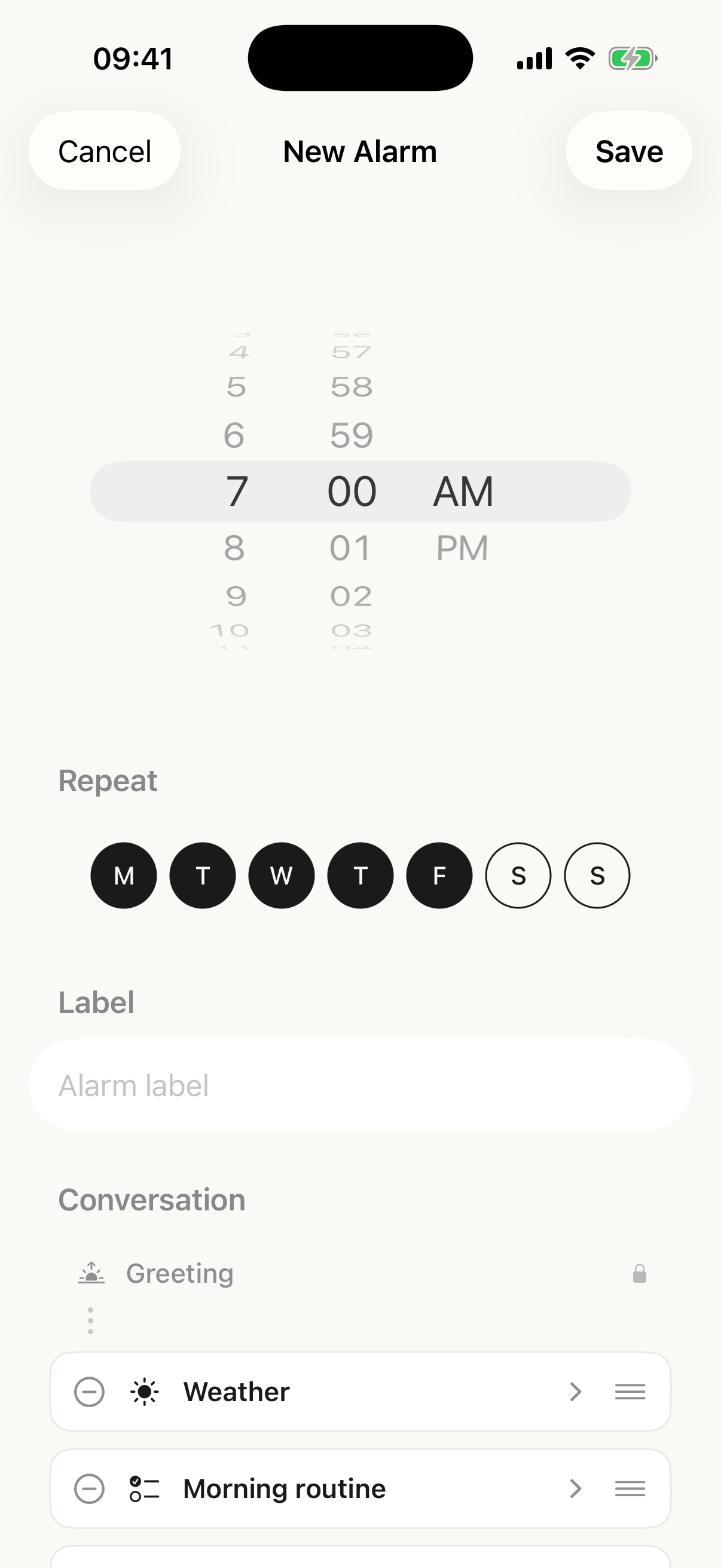 Your alarm. App shown in English.