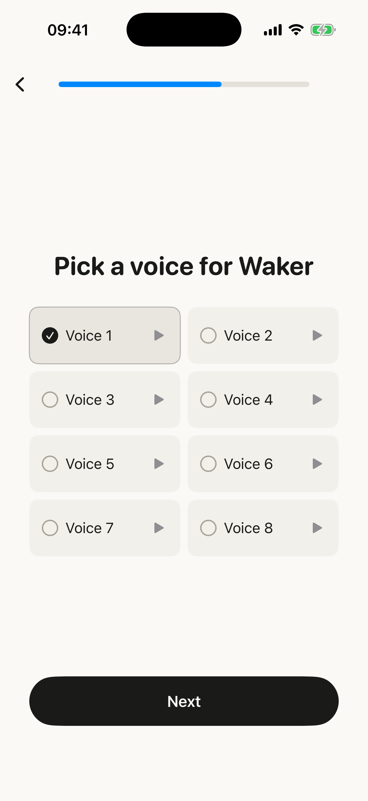 Your voice. App shown in English.